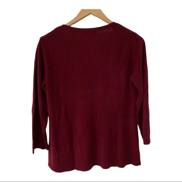 Karen Scott 100% acrylic burgundy long sleeve sweater v neck size large NWT - Picture 5 of 7